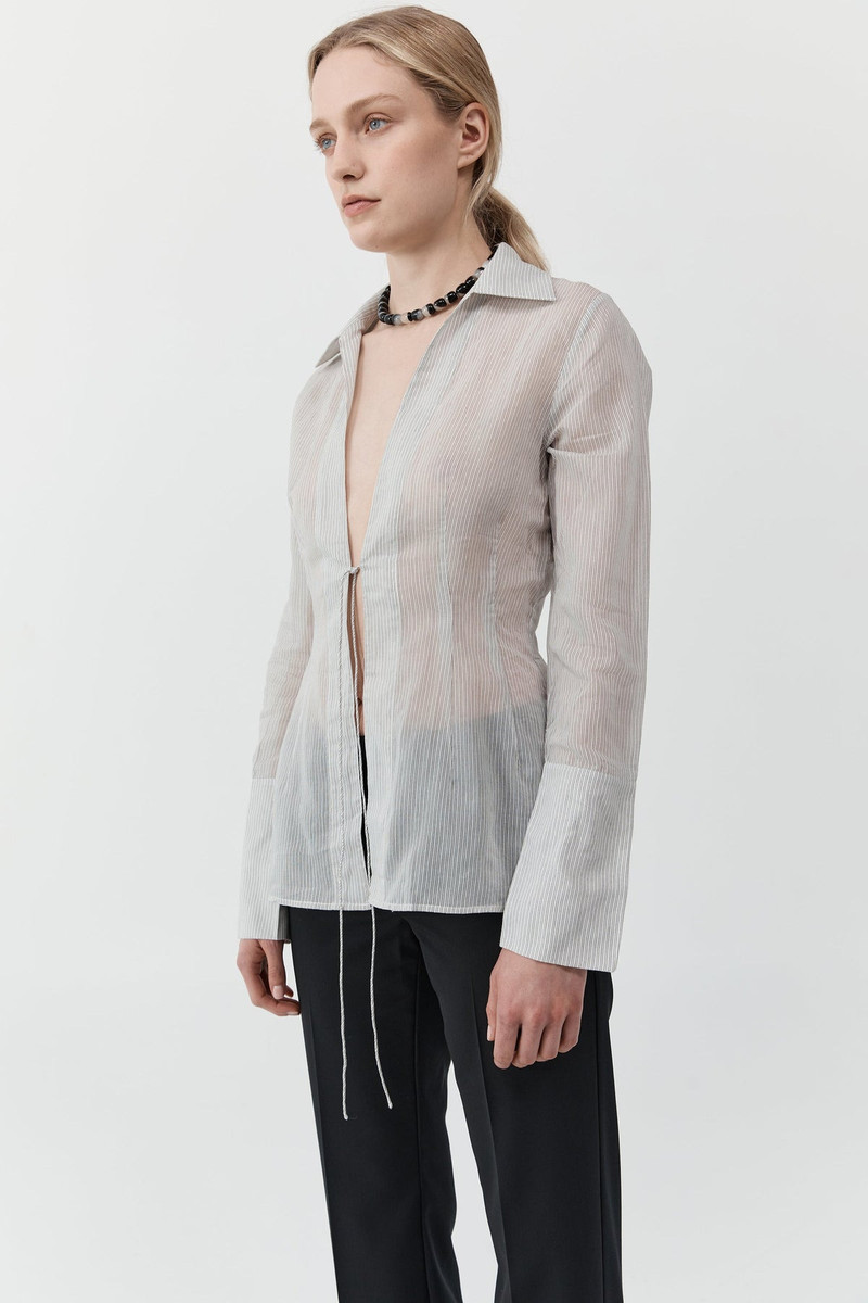 Sheer Stripe Tie Shirt - Sheer Stripe 3