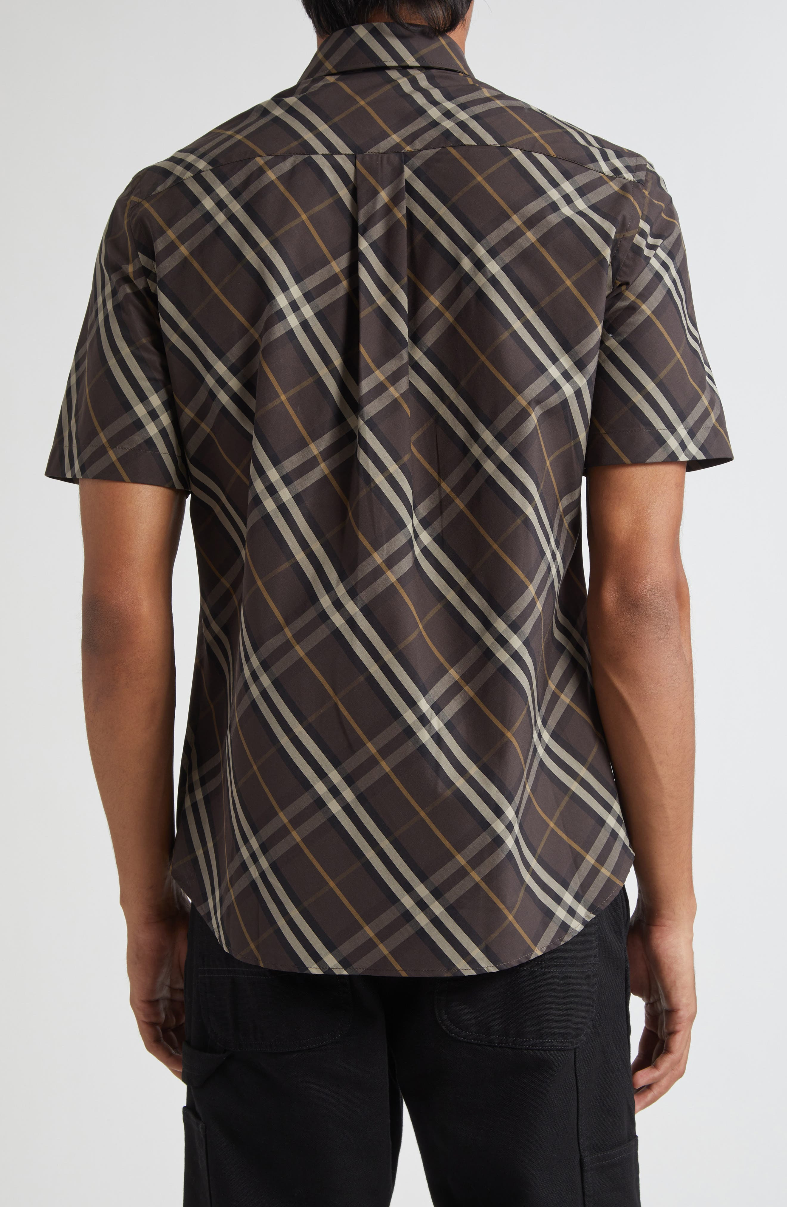 burberry Robert Check Short Sleeve Cotton Button-Up Shirt in Truffle Ip Check at Nordstrom - 2