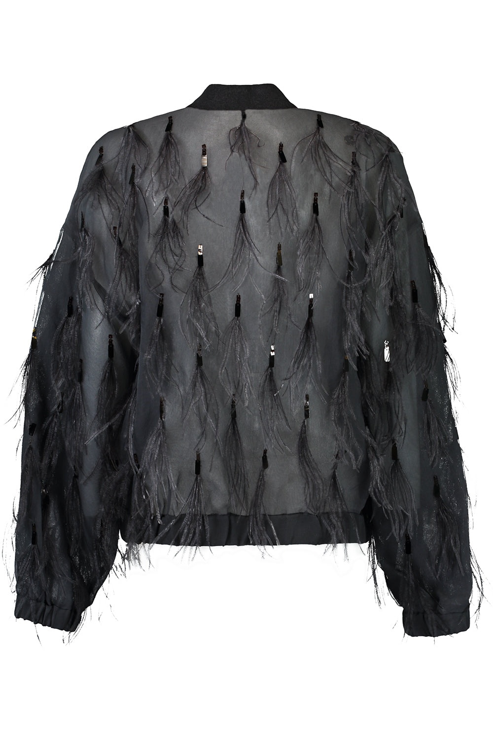 Dazzling Feather Embroidered Bomber Jacket - 2