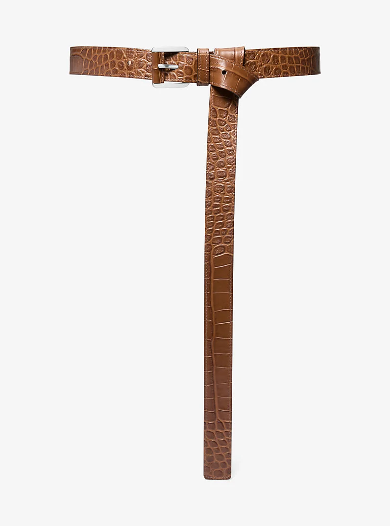 Jodi Crocodile Embossed Leather Trouser Belt - 1