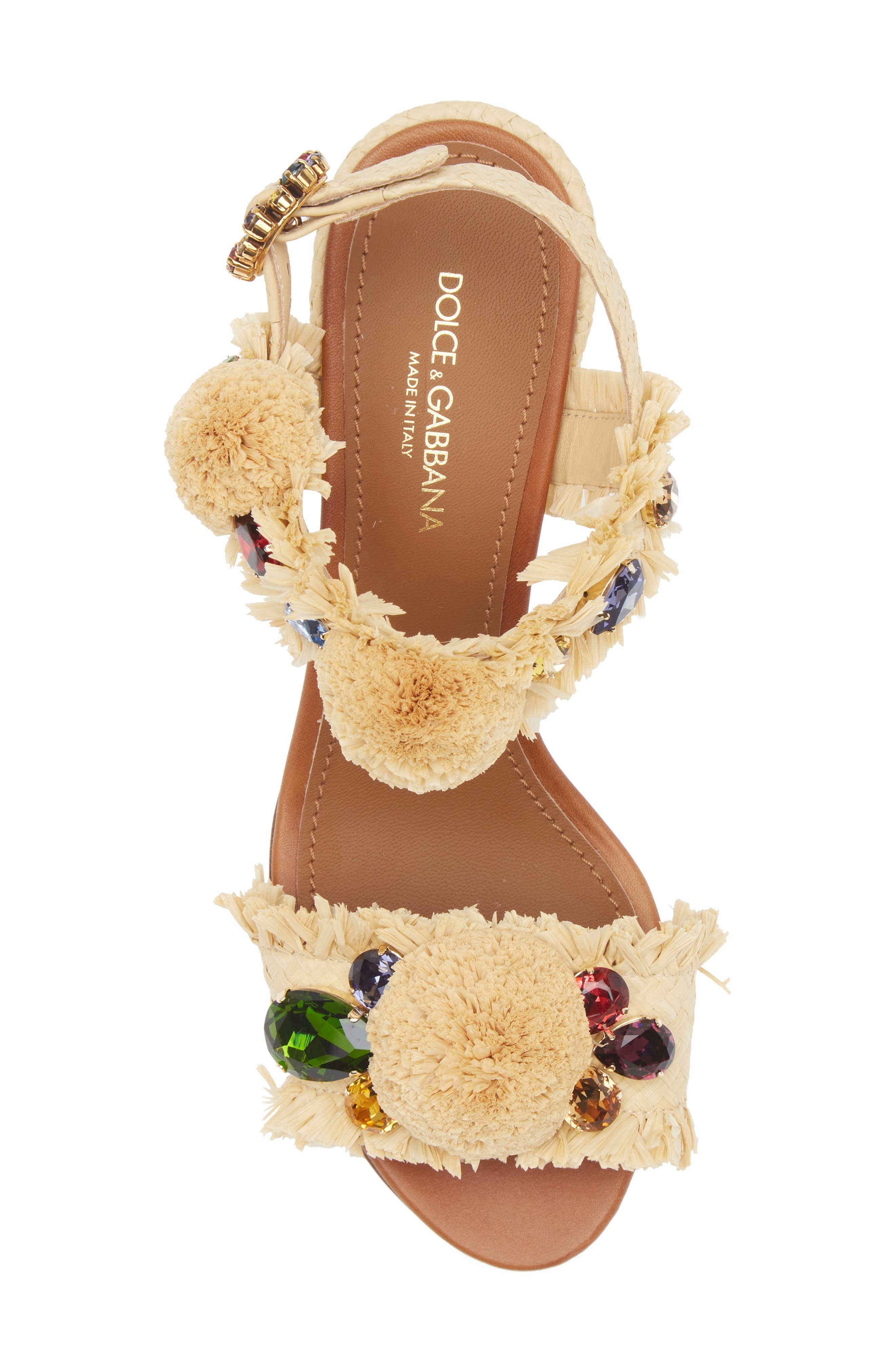 Dolce&Gabbana Crystal Embellished Raffia Sandal in 8B139 Naturale/Sabbia at Nordstrom - 5