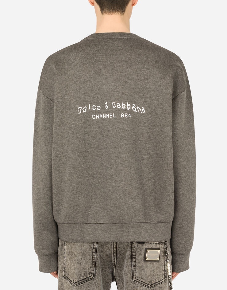Technical jersey sweatshirt with multi-color glitch print - 2