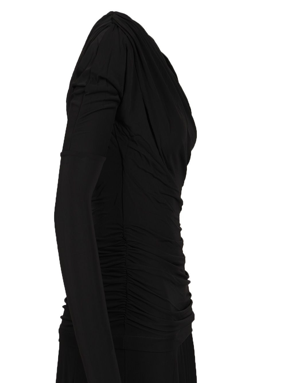 Interlock Jersey Crossover Ruched Long Dress Dresses Black - 4