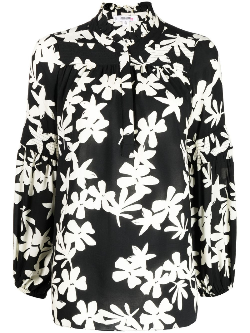 floral-print ruffled blouse 1