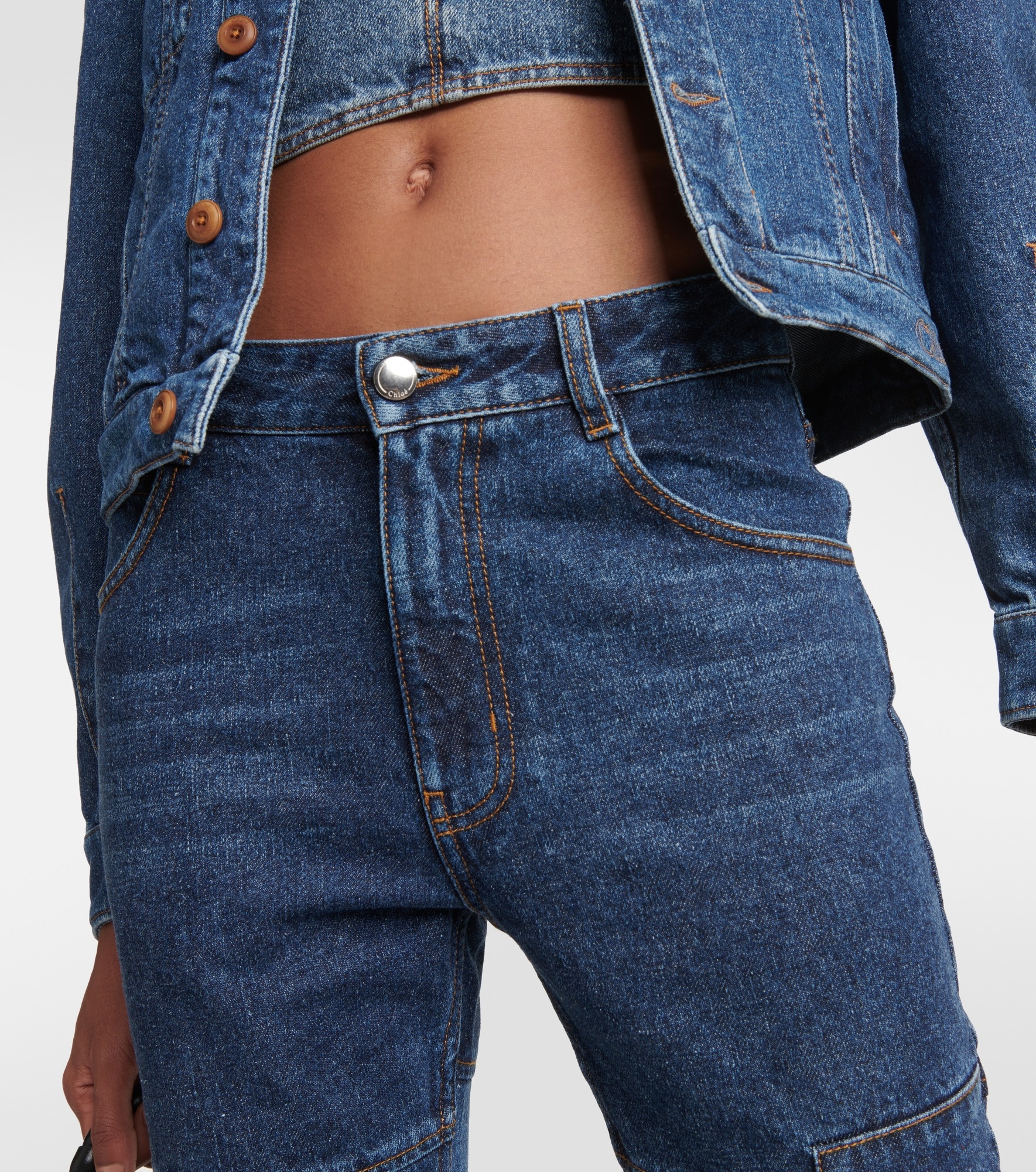 Patchwork cropped flared jeans - 4