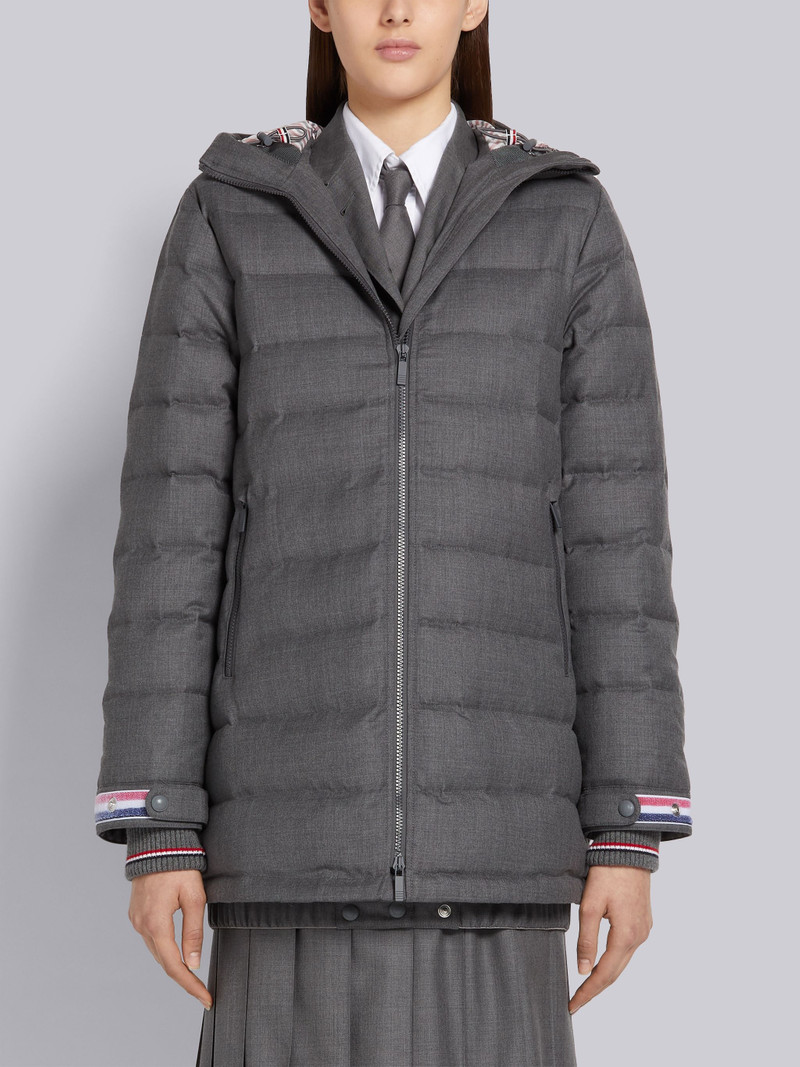 Medium Grey Down Filled Super 120s Twill Funnel Neck Coat 1