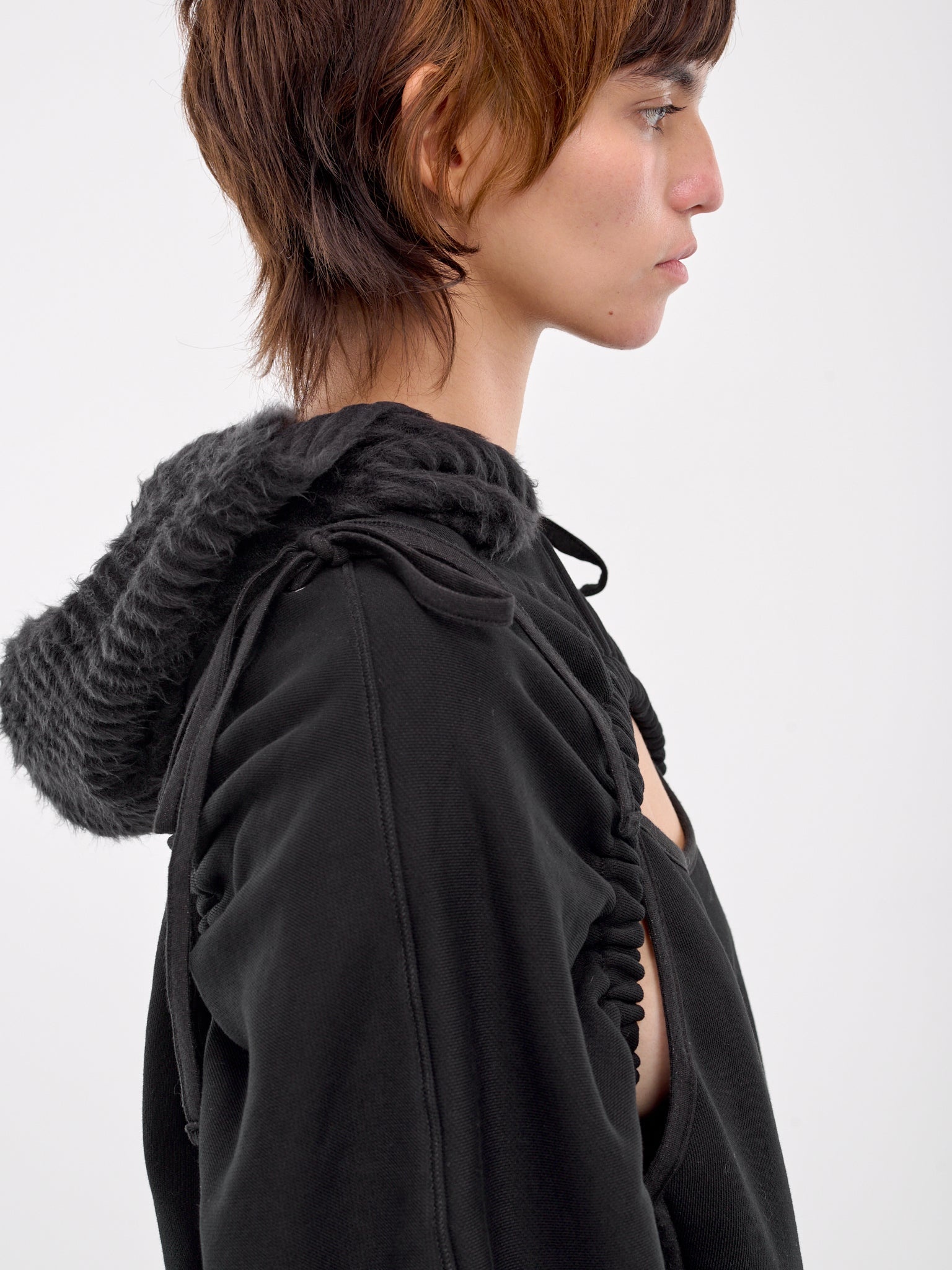 Cut-Out Shirred Hoodie - 4
