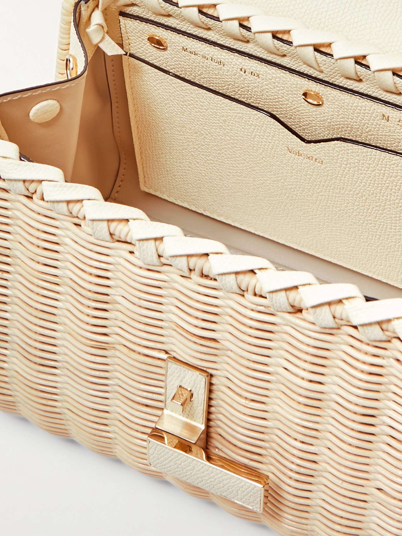 Iside mini leather-trimmed raffia tote - 5