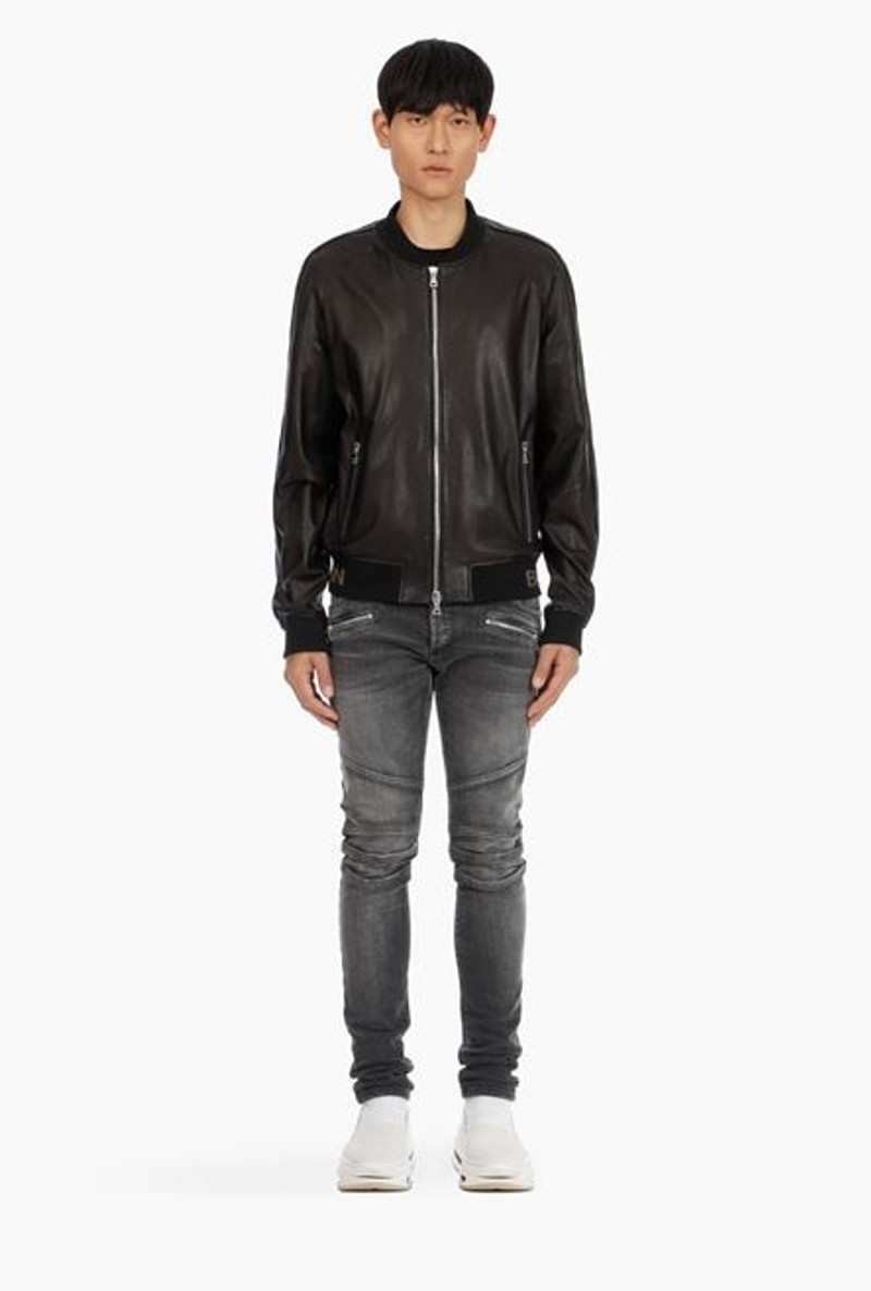 Reversible black leather bomber jacket 4