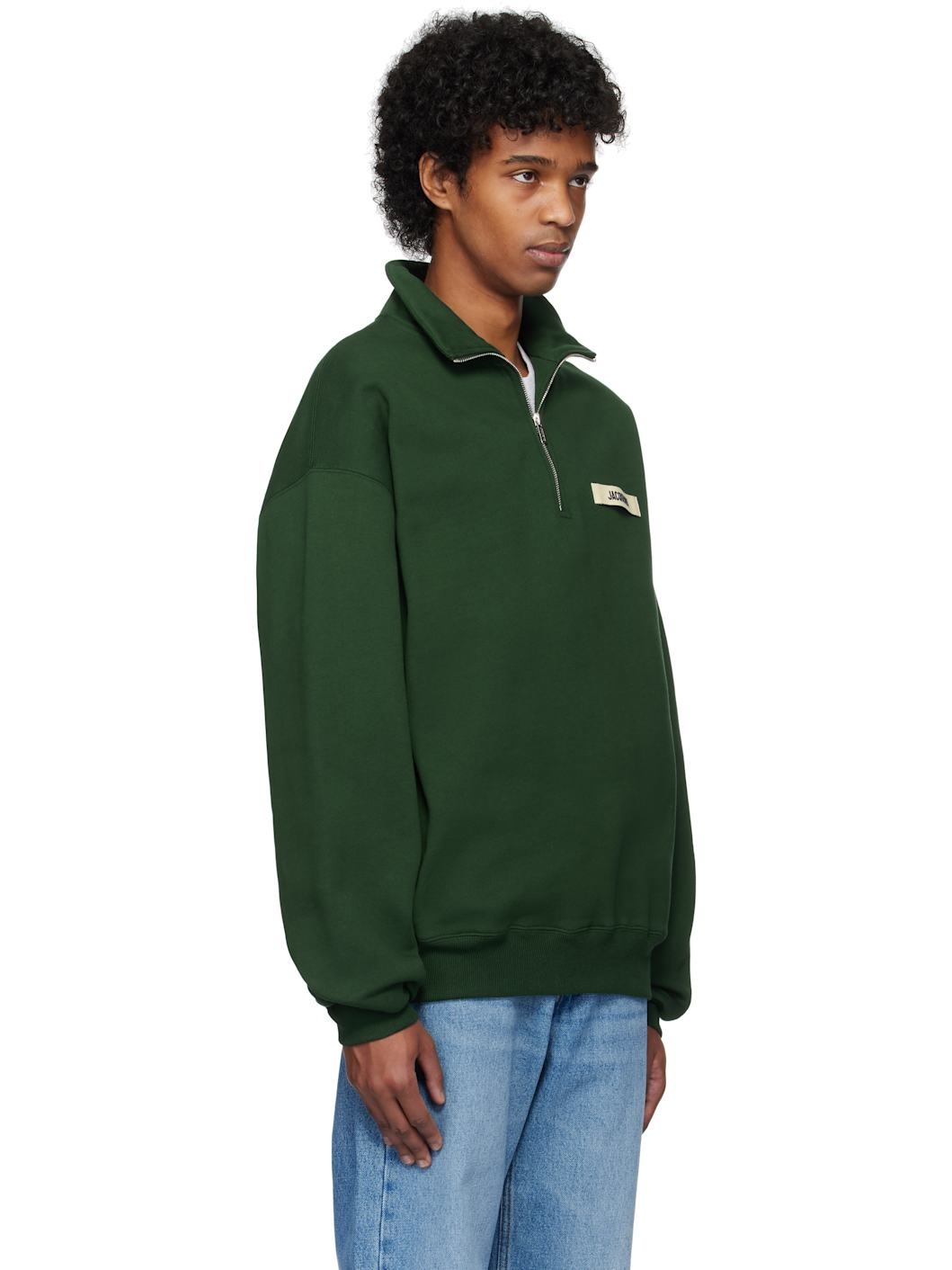 Green 'The Gros Grain zipped-rollneck' Sweatshirt - 2