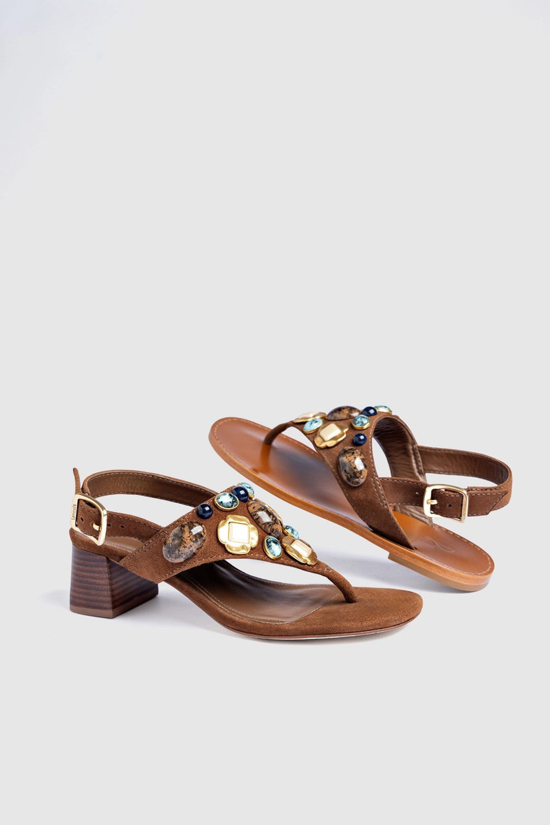 Talitha Block Sandal Burnt Umber Suede 5