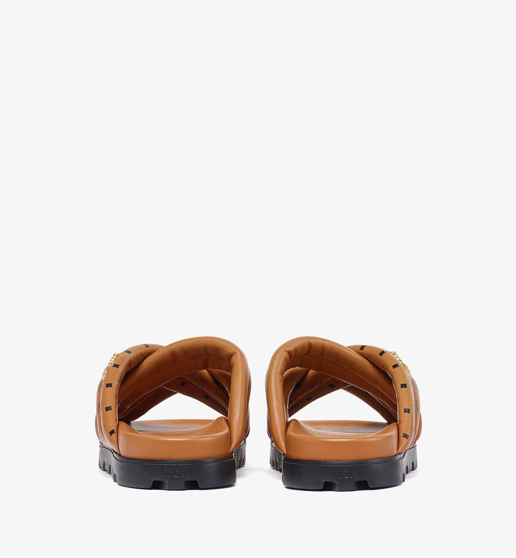 MCM Monogram Print Cross Sandals in Lamb Leather | REVERSIBLE 