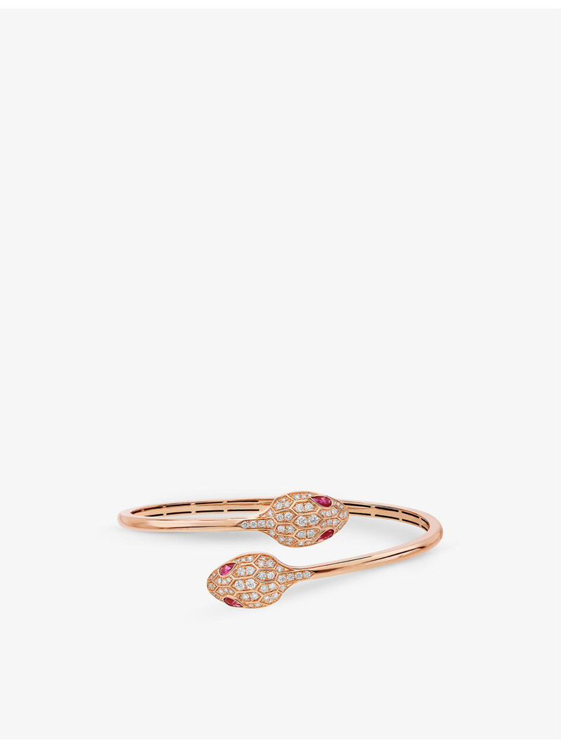 BVLGARI Serpenti 18ct rose-gold and 1.08ct brilliant-cut diamond bangle bracelet outlook
