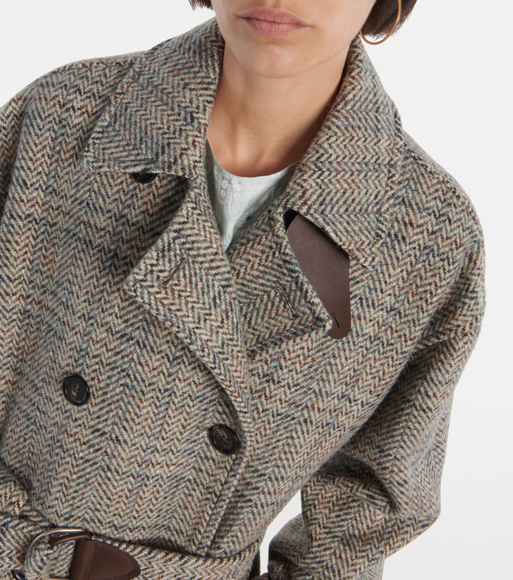 Herringbone wool and cashmere-blend coat - 4