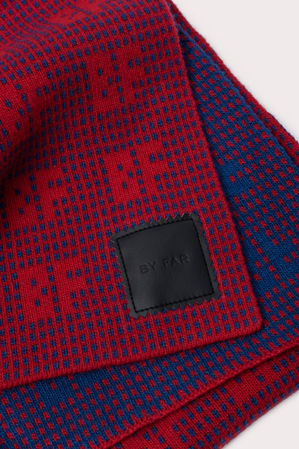 Jacquard Grid Scarf Ruby Wool - 2