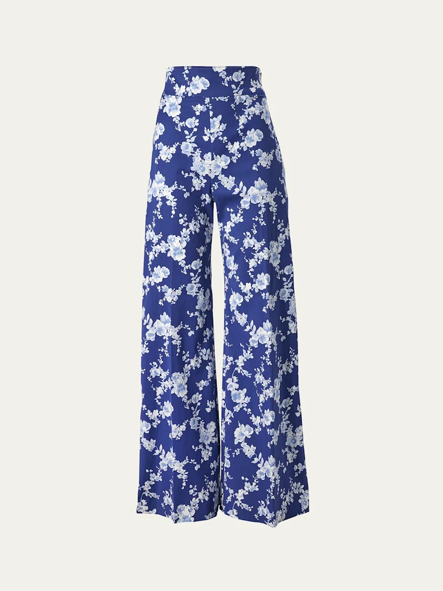 Floral Wide Leg Pants - 1