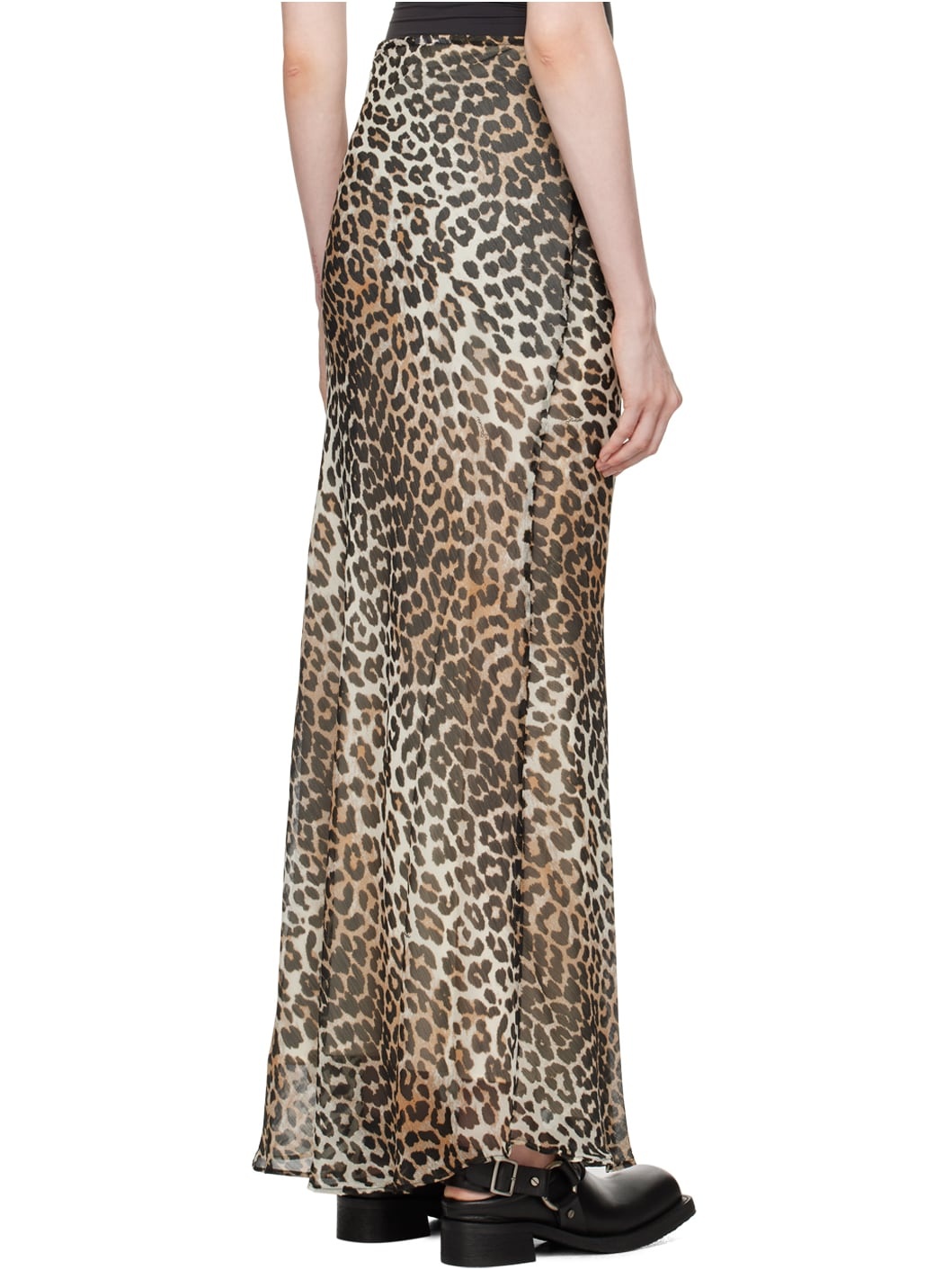 Brown Leopard Print Maxi Skirt - 3
