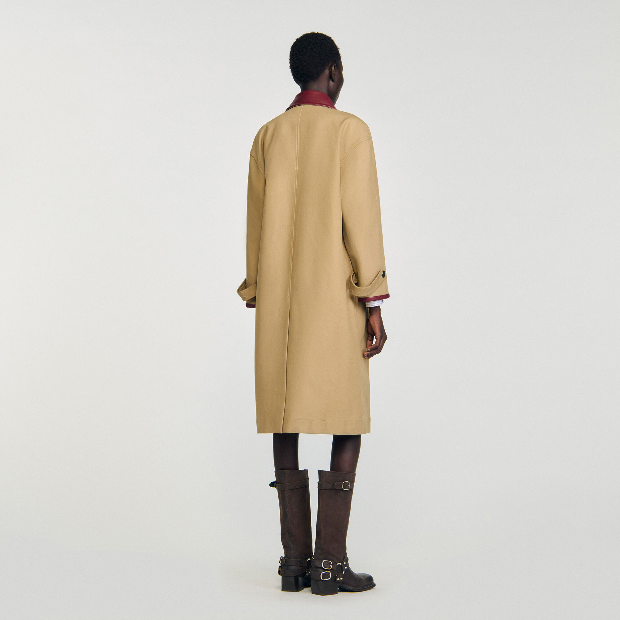 TRENCH COAT WITH LEATHER COLLAR - 5