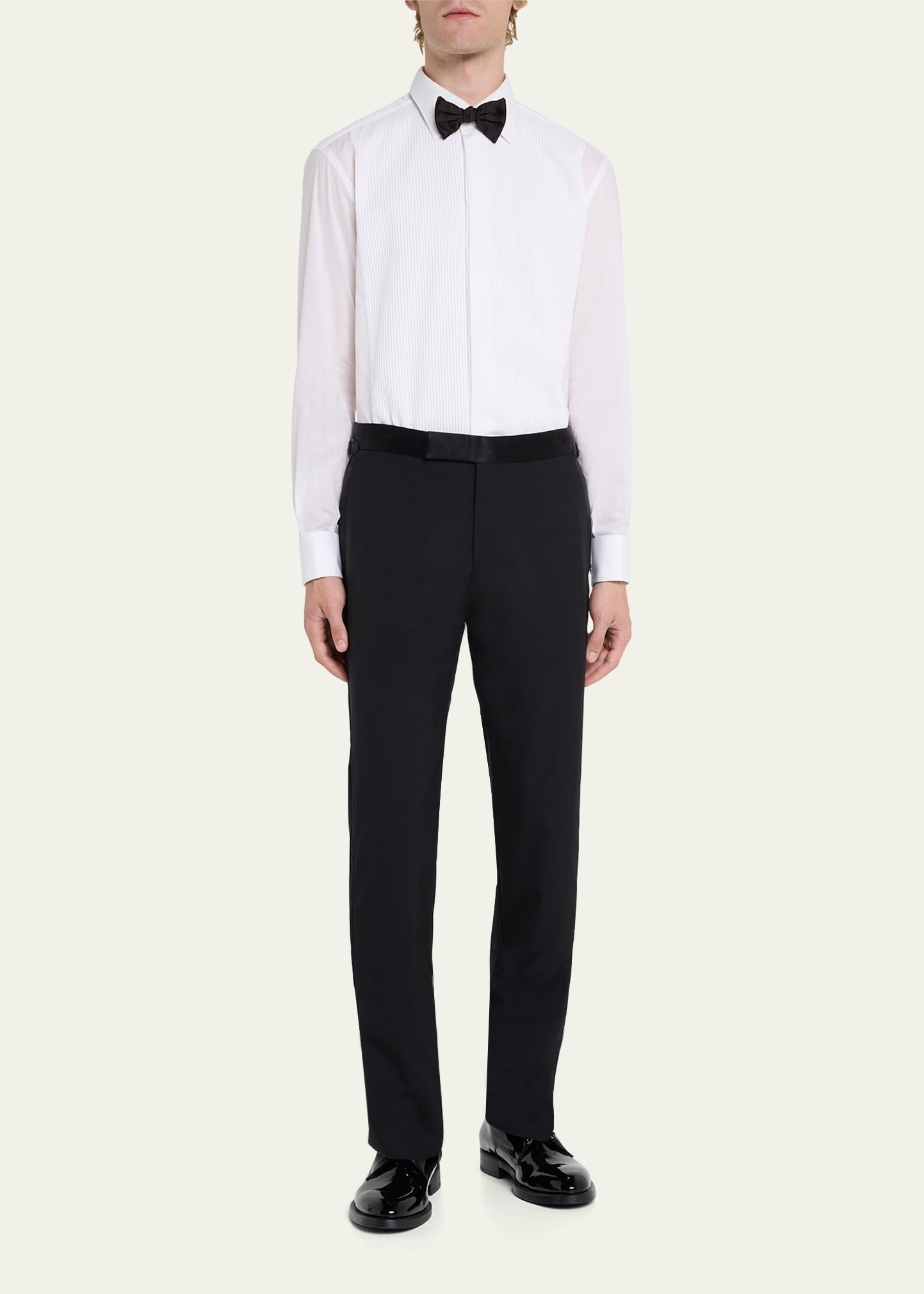 Pleated Poplin French-Cuff Dress Shirt - 2