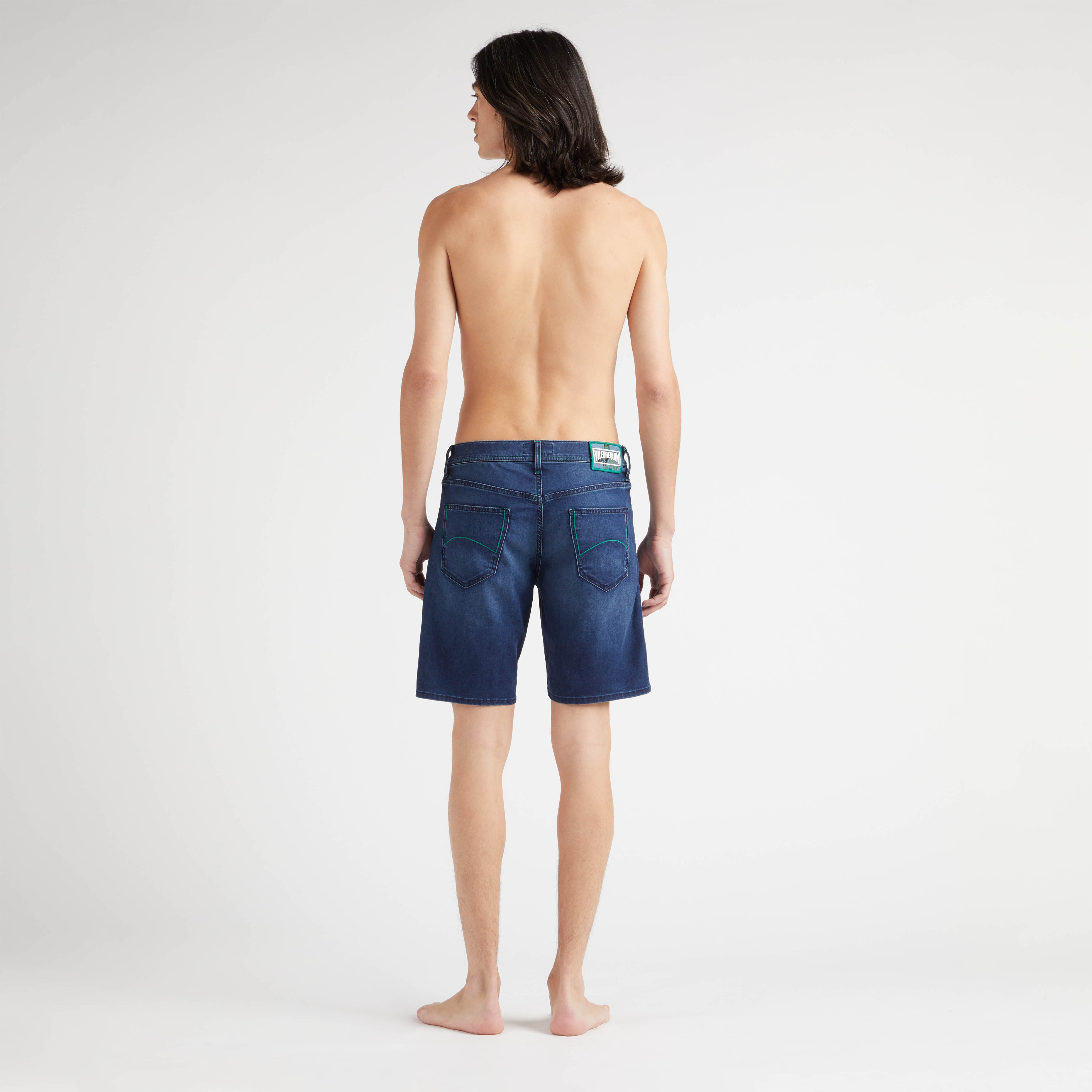 Men Denim Bermuda Shorts Tahiti Turtles - 4