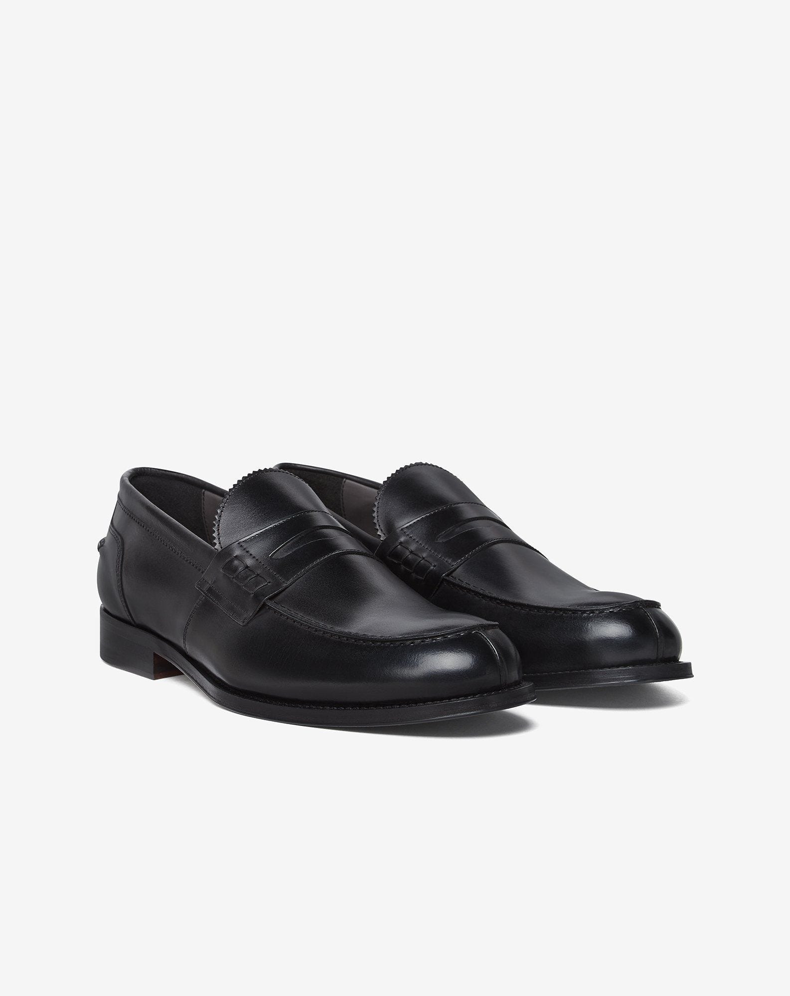 Black aged calfskin loafers - 2