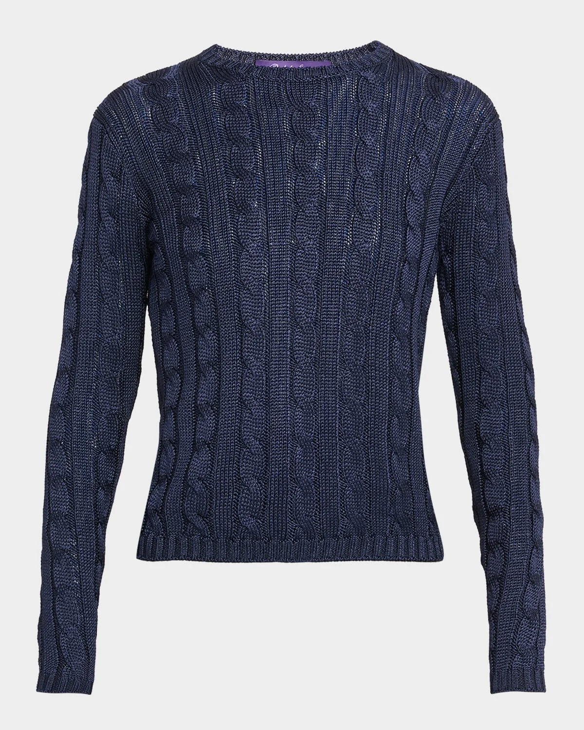Cable-Knit Silk Crewneck Sweater - 1