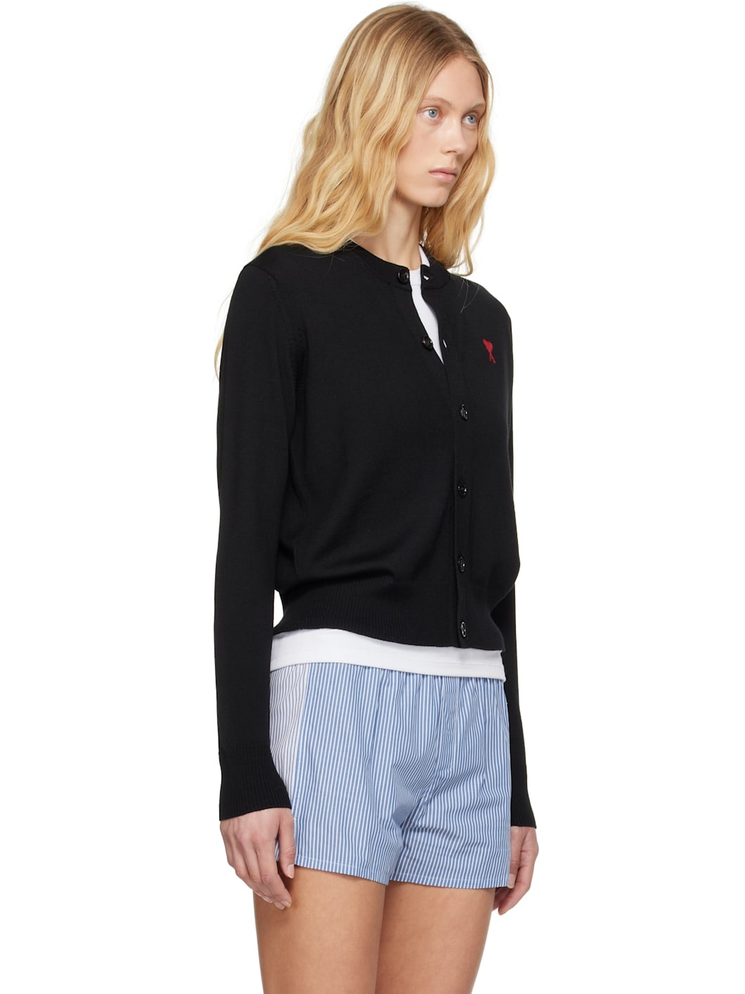 Black Wool Ami de Coeur Cardigan - 2