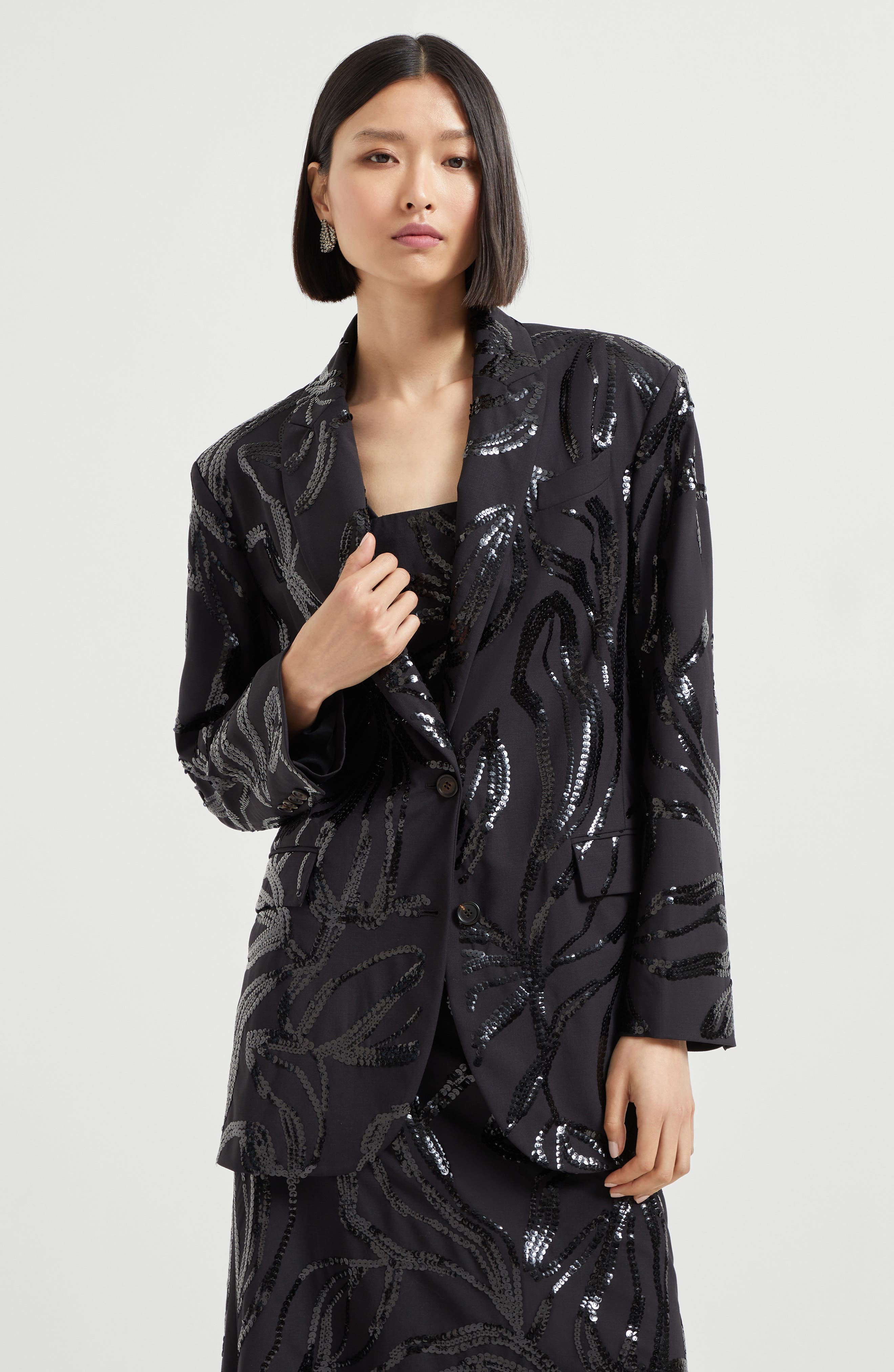Brunello Cucinelli Blazer with dazzling floral embroidery in Black at Nordstrom - 2
