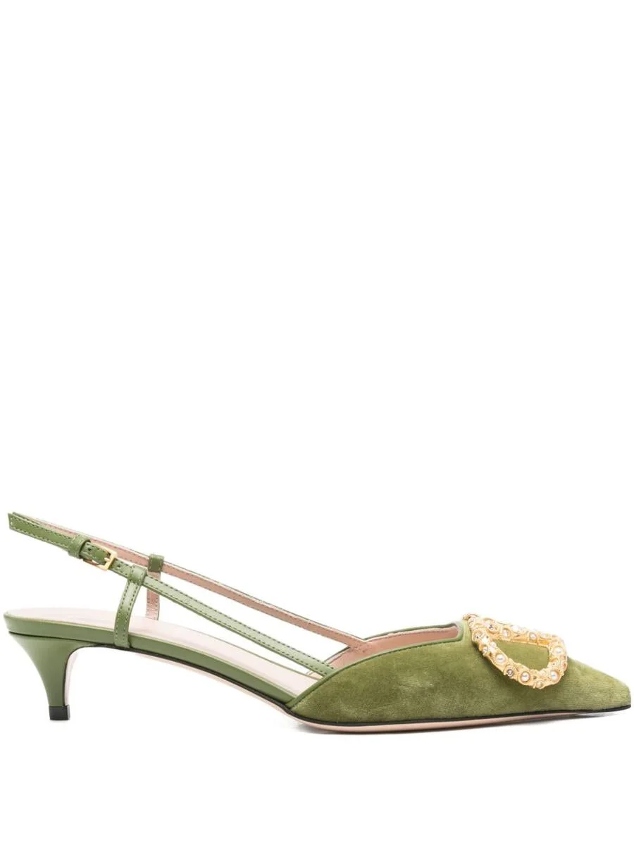 Valentino Garavani Vlogo Signature Velvet Slingback Pumps - 1