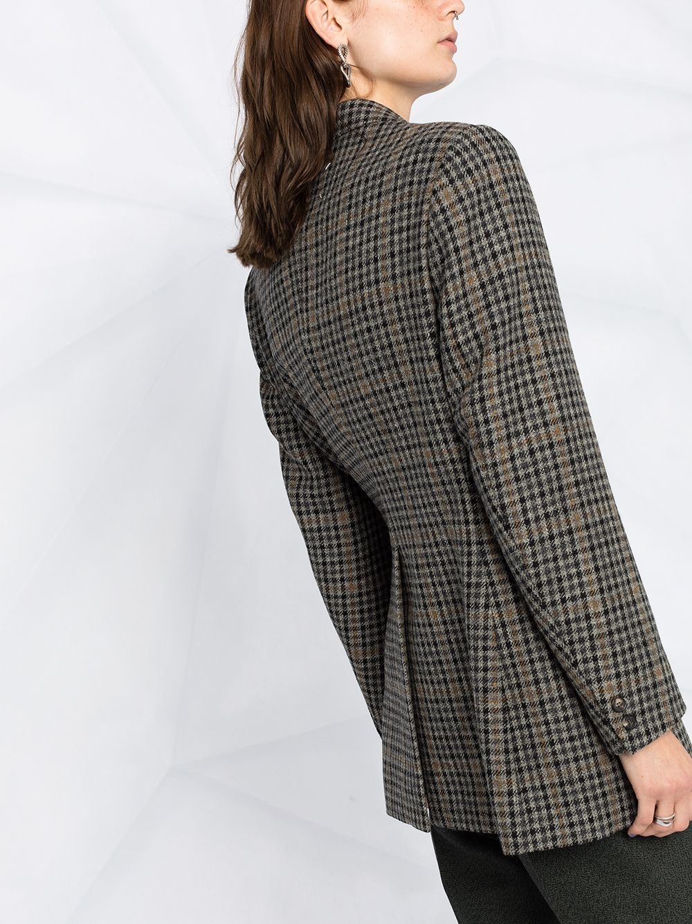 checked single-breasted blazer - 3