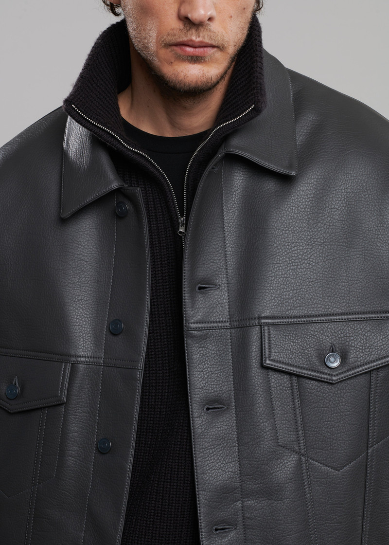 Conan Faux Leather Jacket - Dark Grey 11