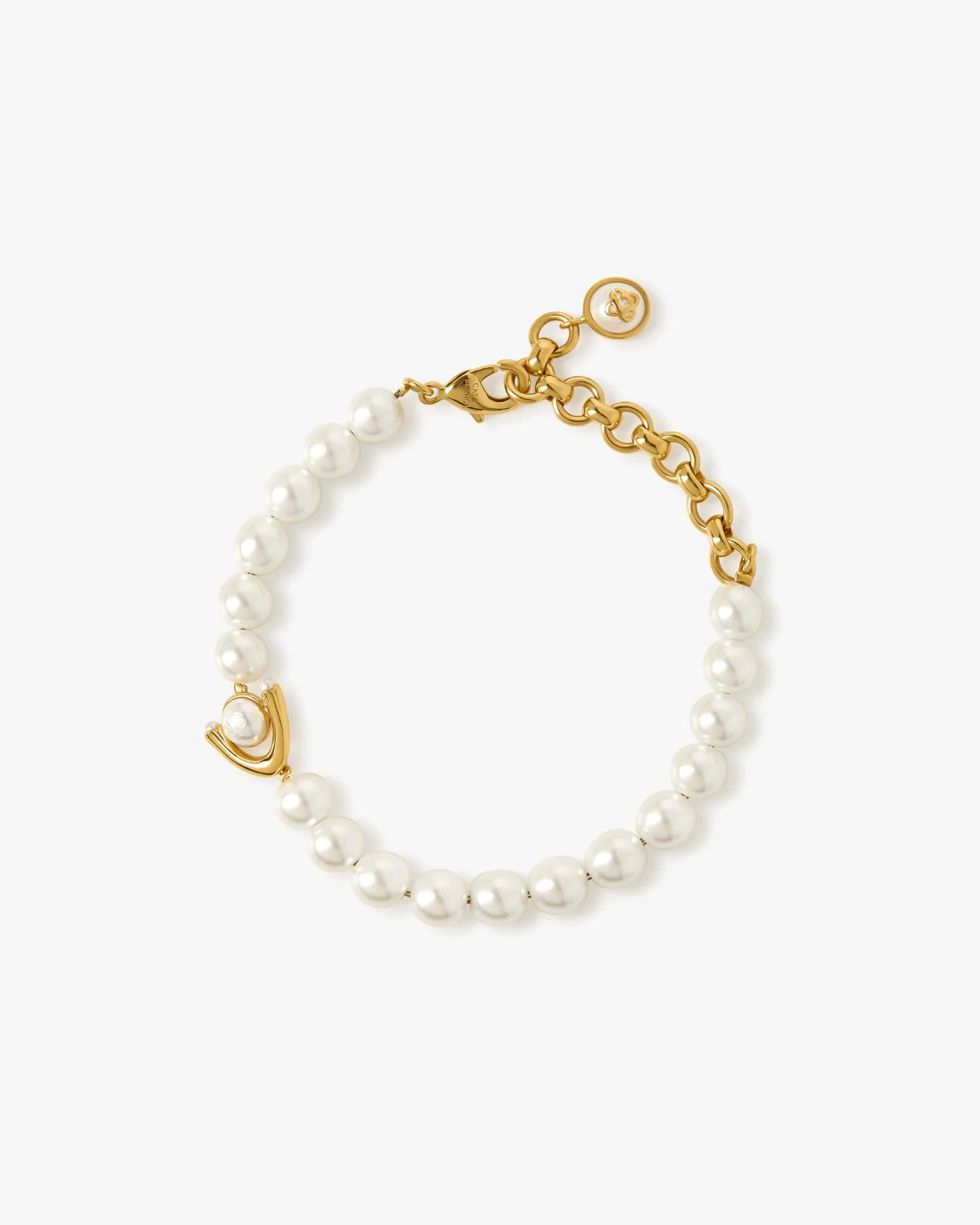 Gold & White Lotus Pearl Bracelet | Casablanca Paris - 1