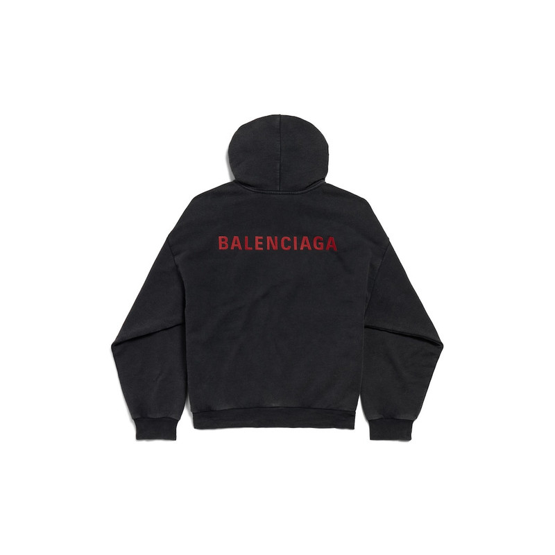 Men's Balenciaga Back Hoodie Medium Fit in Faded Black/red 6