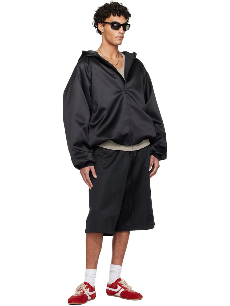 ESSENTIALS Black Holiday Hooded Bomber Jacket outlook