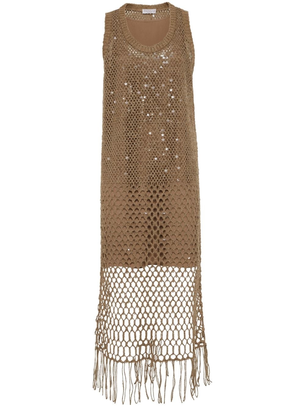 sequin-embellished knitted dress - 1