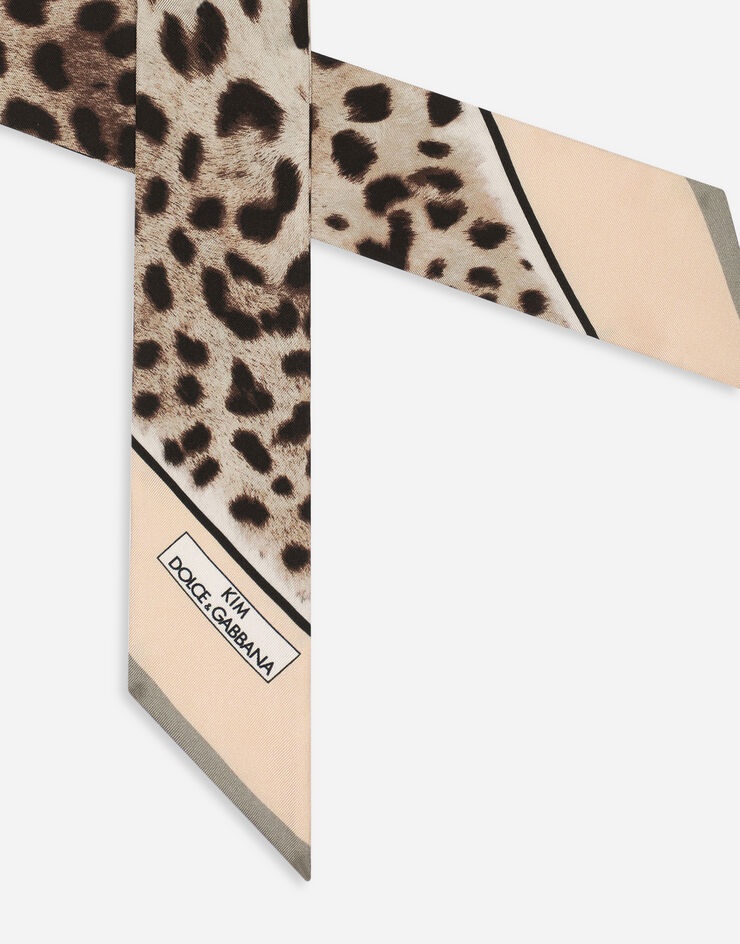 Leopard-print twill headscarf - 3
