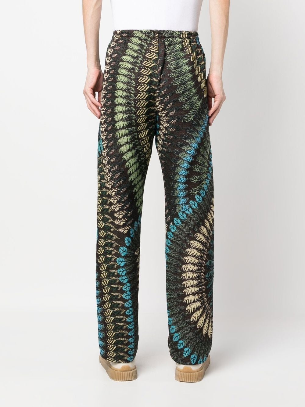 feather-pattern loose-fit trousers - 4