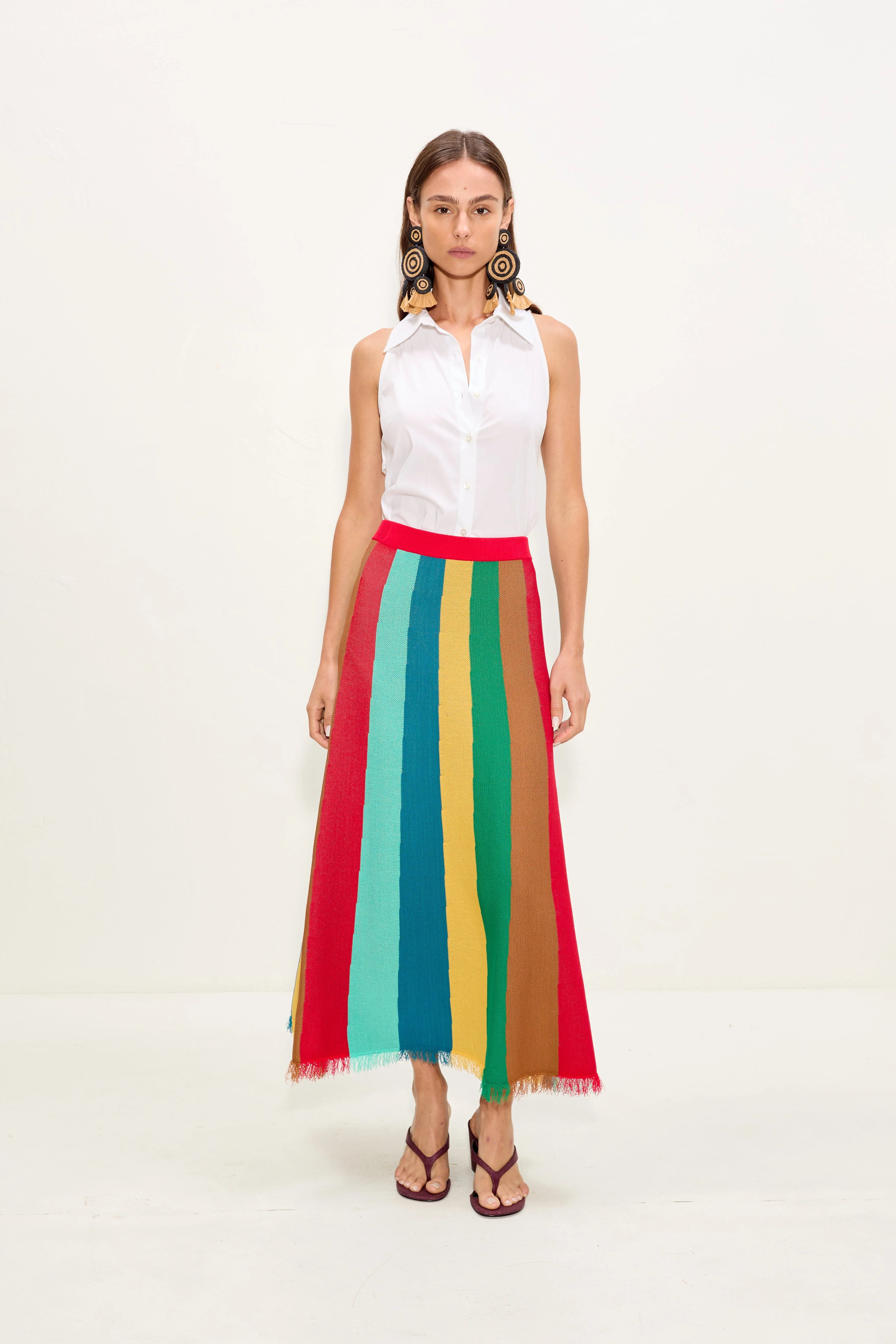 Alita Knit Skirt In Vibrant Multi Stripe - 1