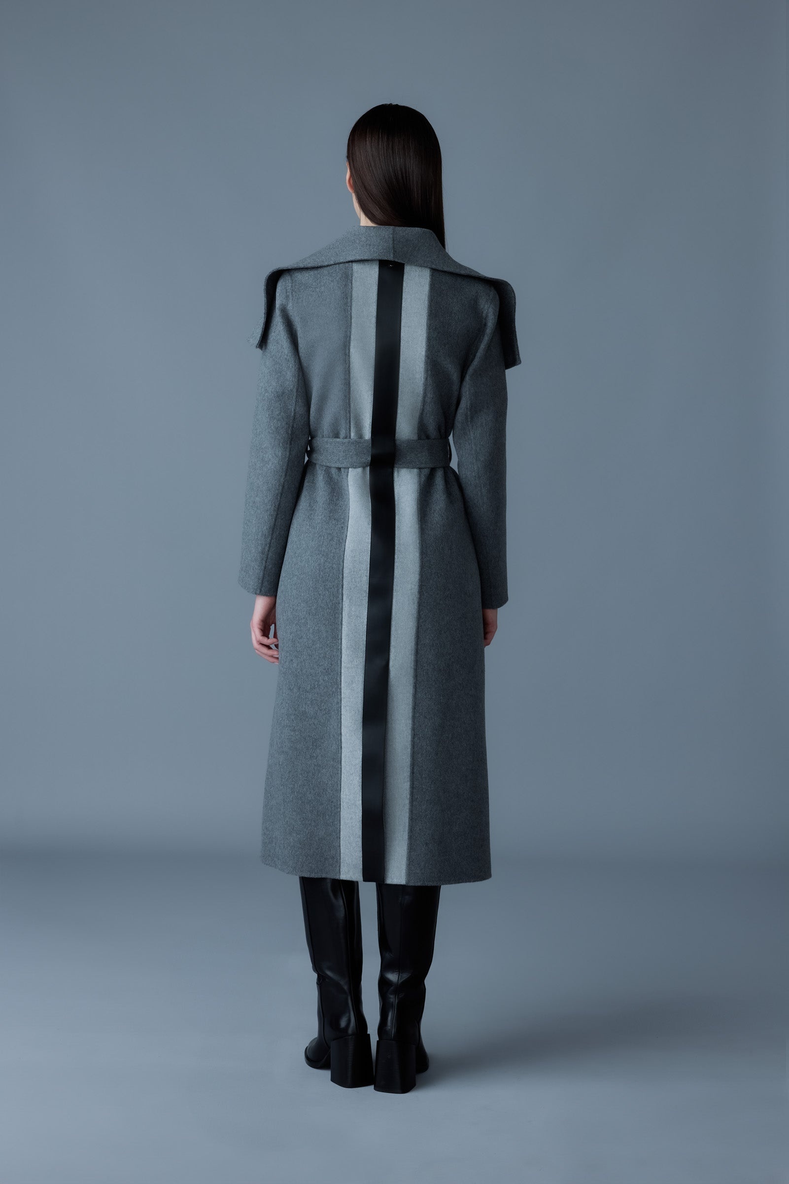 MAI-LST Double-Face Wool Stripe Wrap Coat - 4