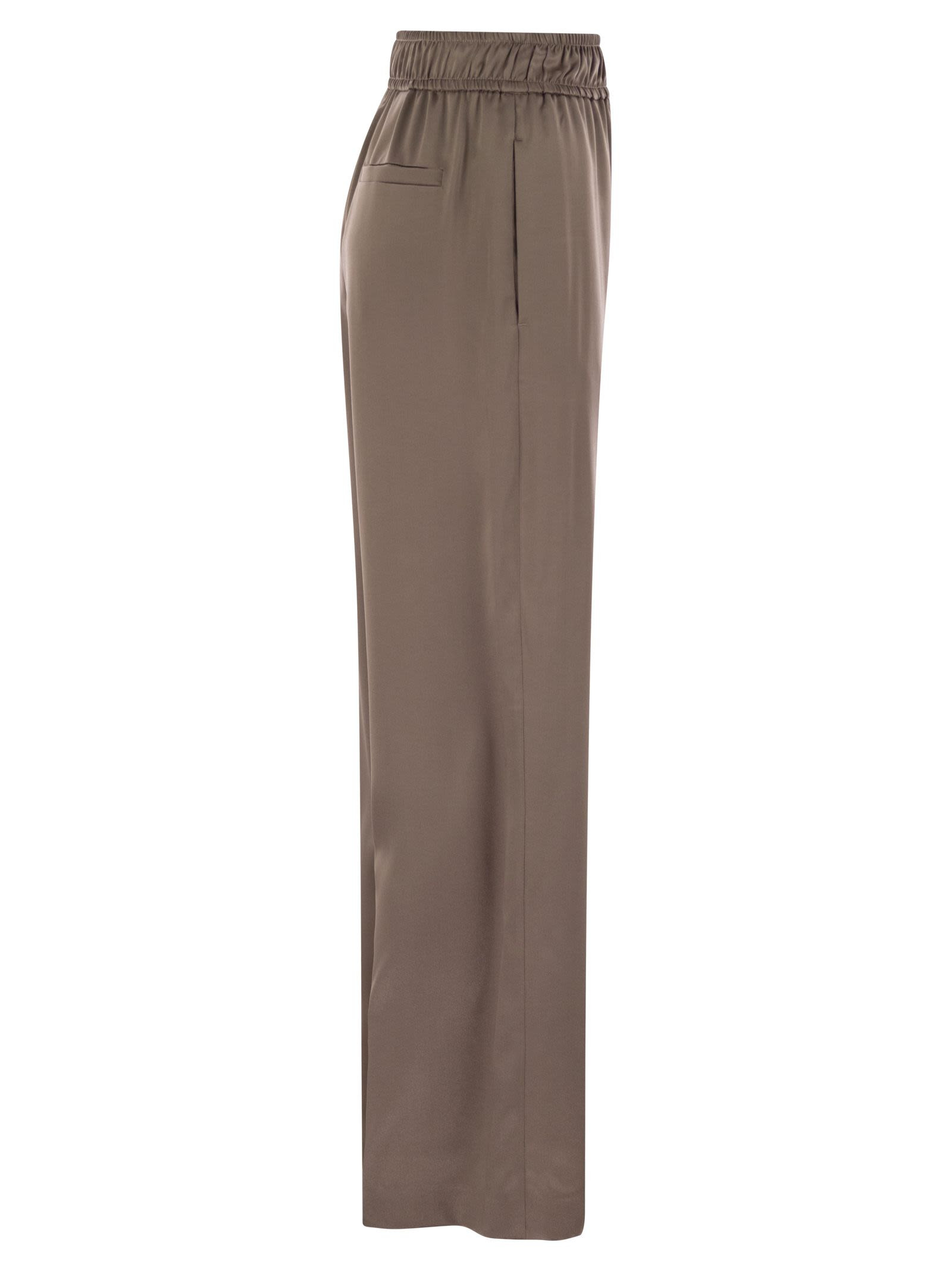 Brunello Cucinelli Women Track Trousers In Stretch Silk Satin - 3