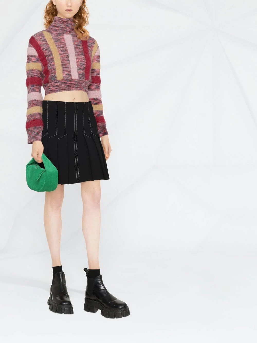 striped roll-neck crop jumper - 2