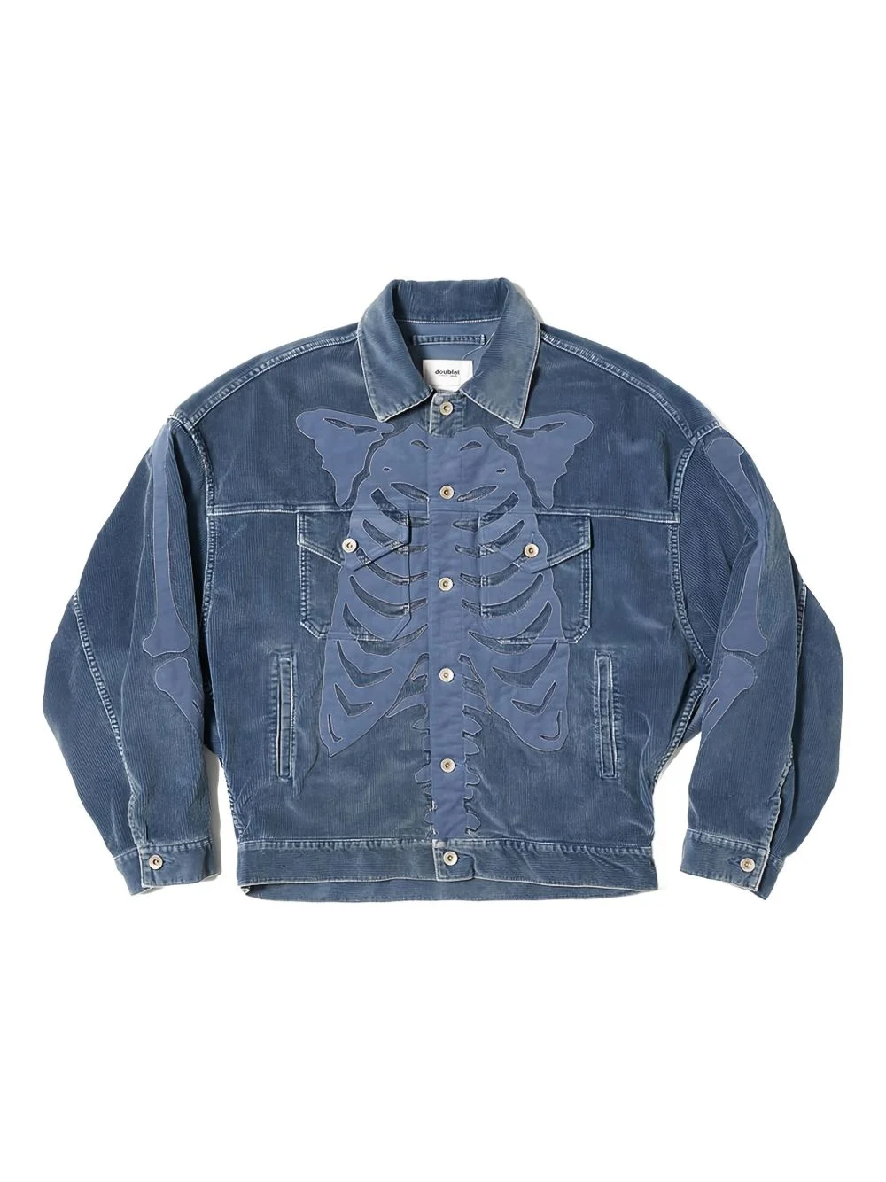 skeleton-appliqué corduroy jacket - 1