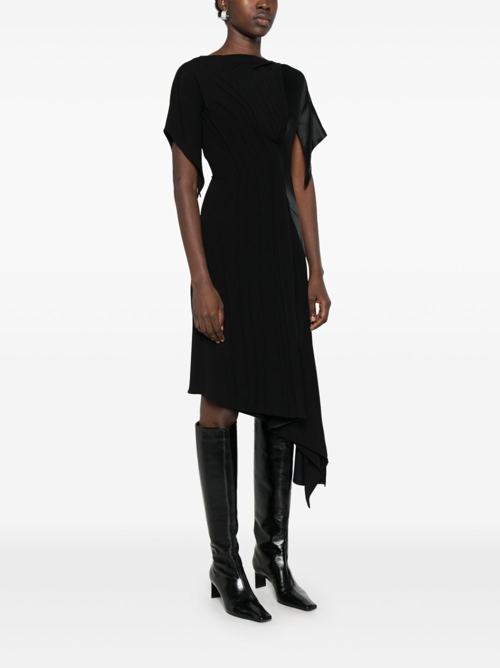 pleated asymmetric midi dress - 3
