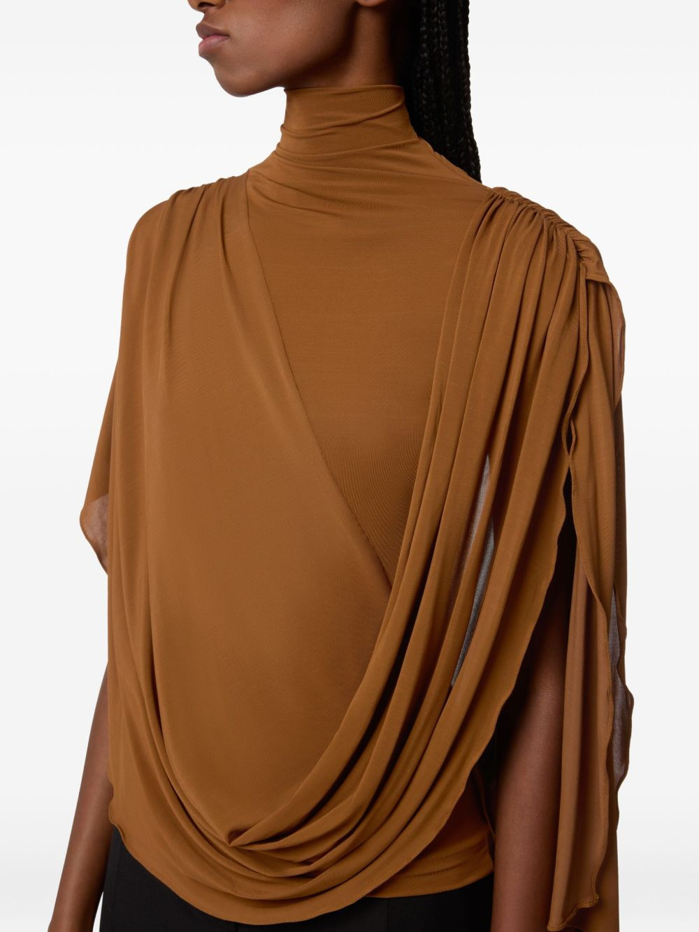high-neck draped top - 5