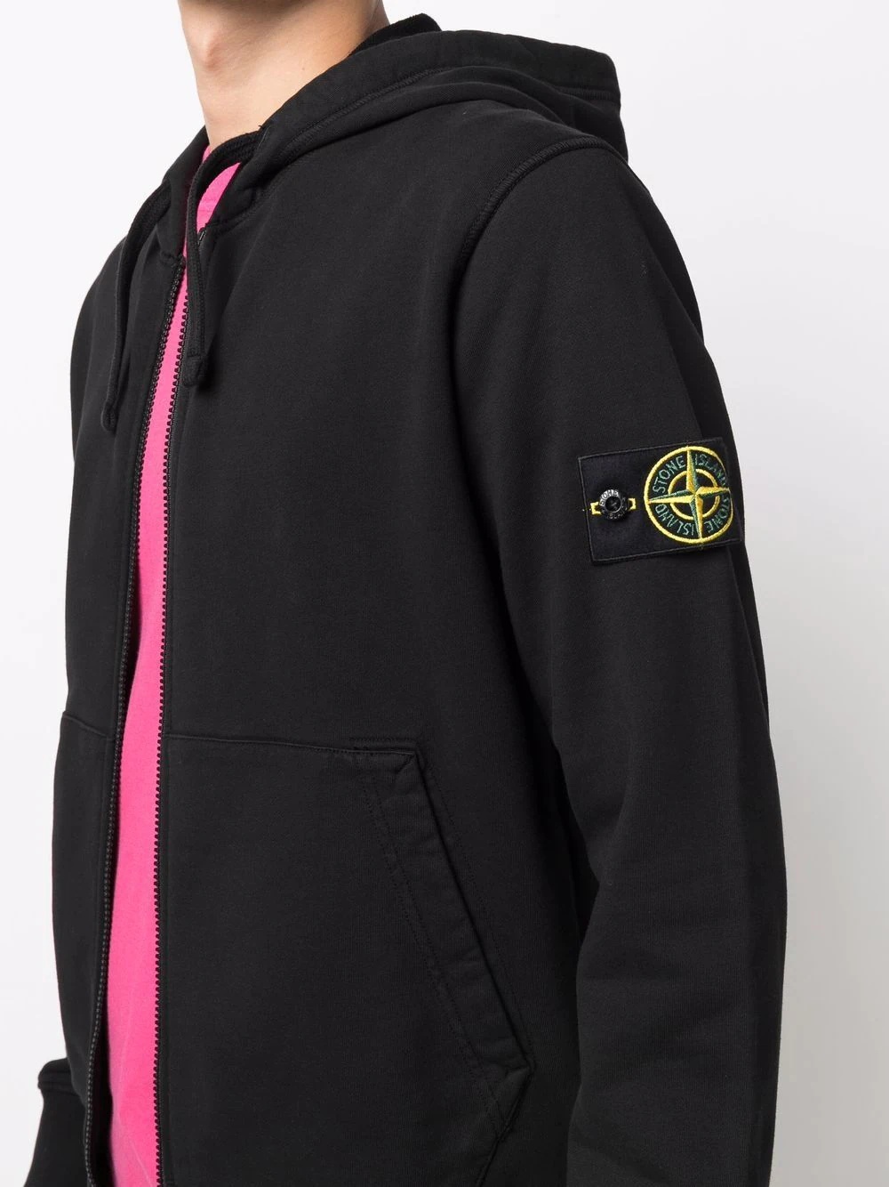 Compass logo-patch zip-up hoodie - 5