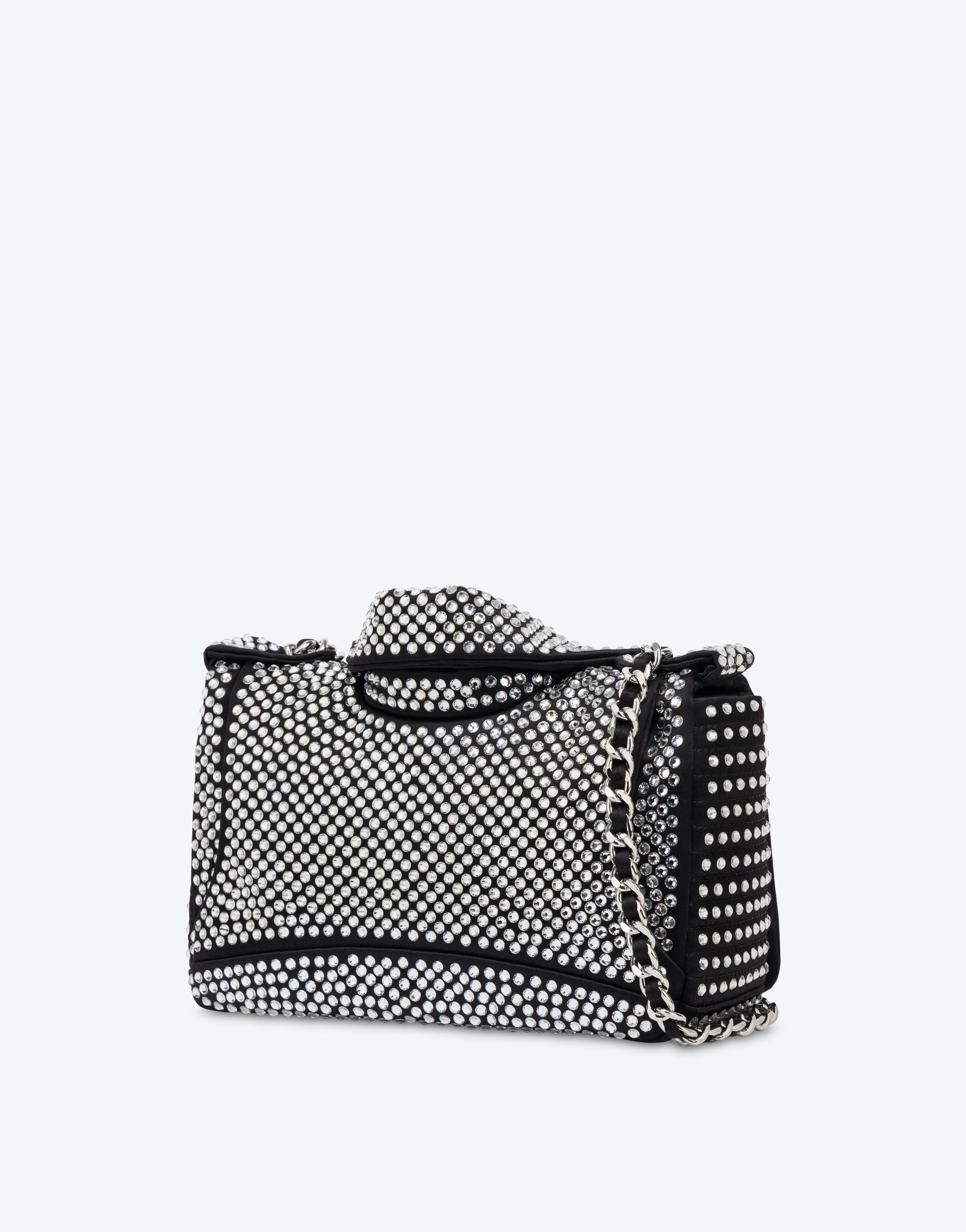 SATIN BIKER BAG WITH ALL-OVER RHINESTONES - 2