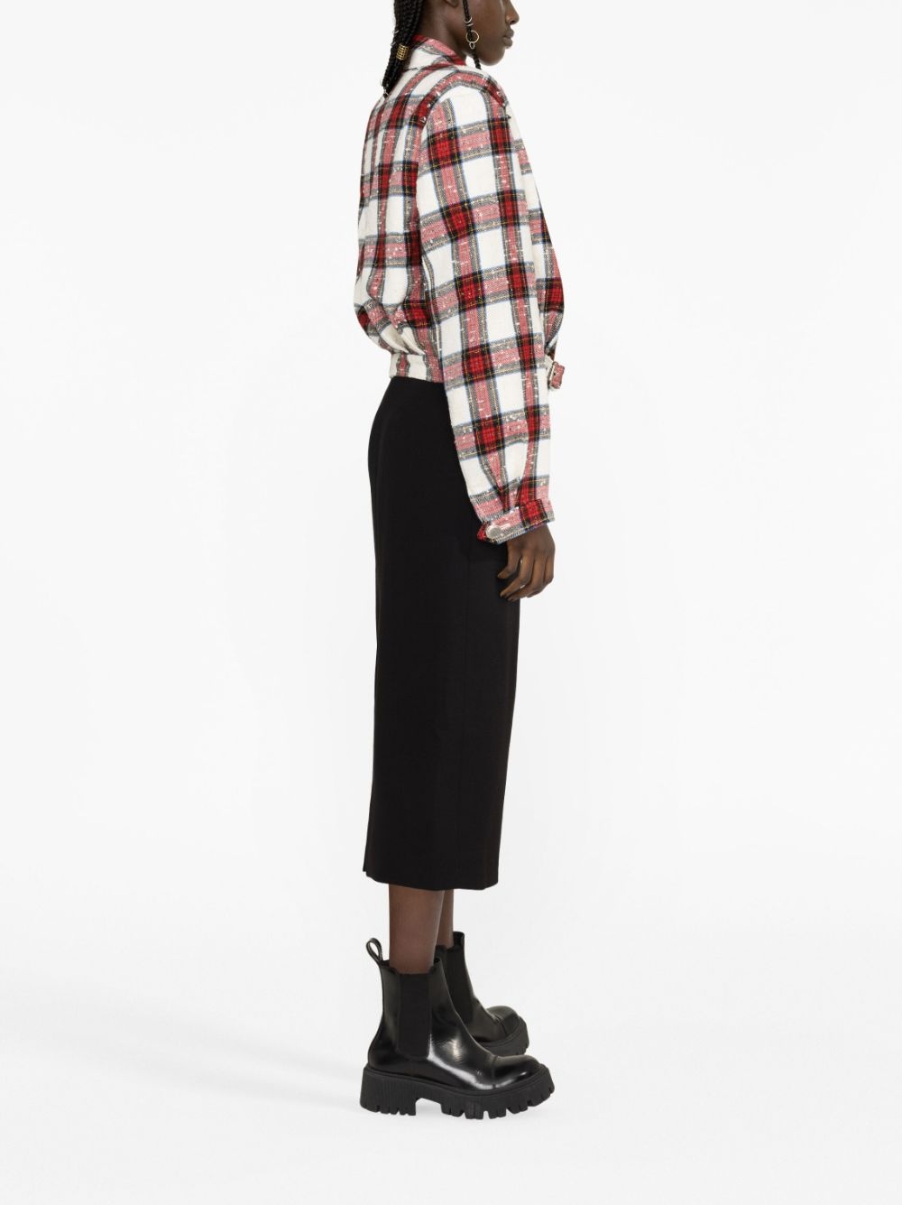 checked cropped jacket - 3