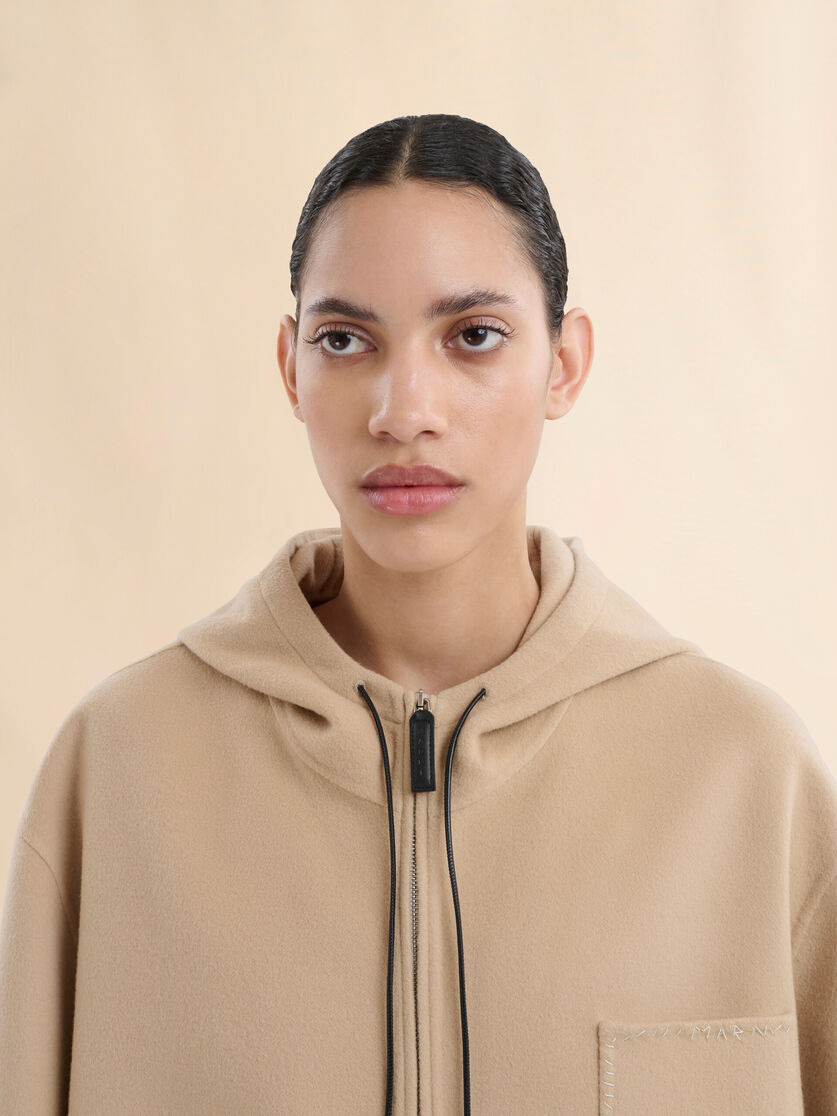 BEIGE WOOL-CASHMERE PARKA WITH MARNI MENDING - 4