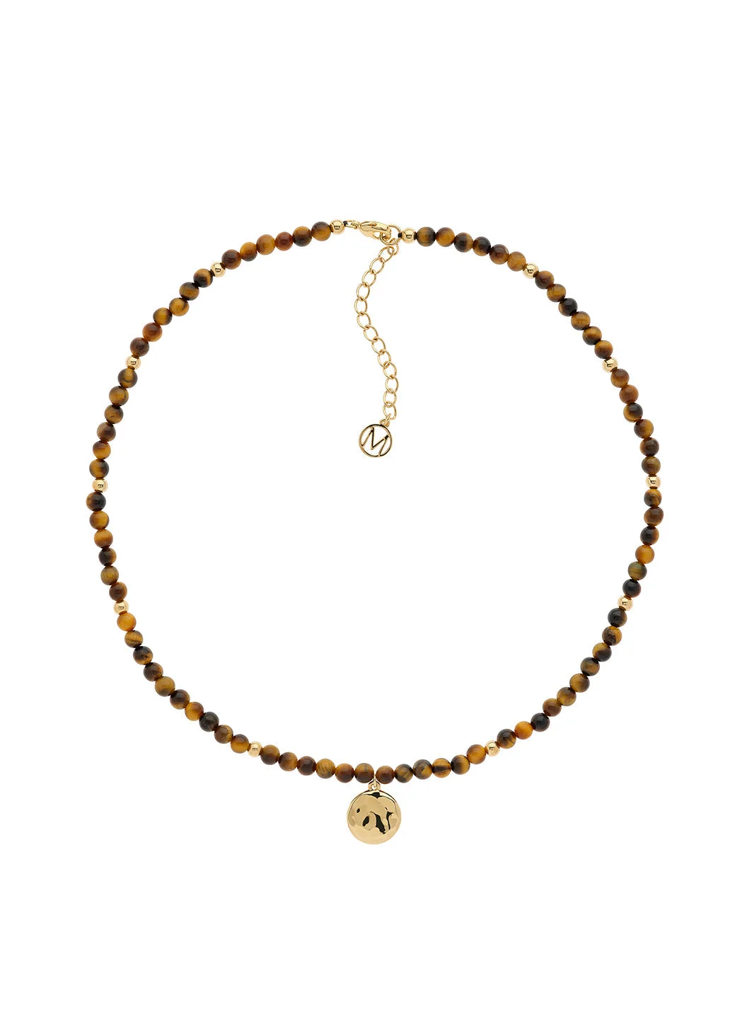 TIGERS EYE BEADED DISC NECKLACE - 1