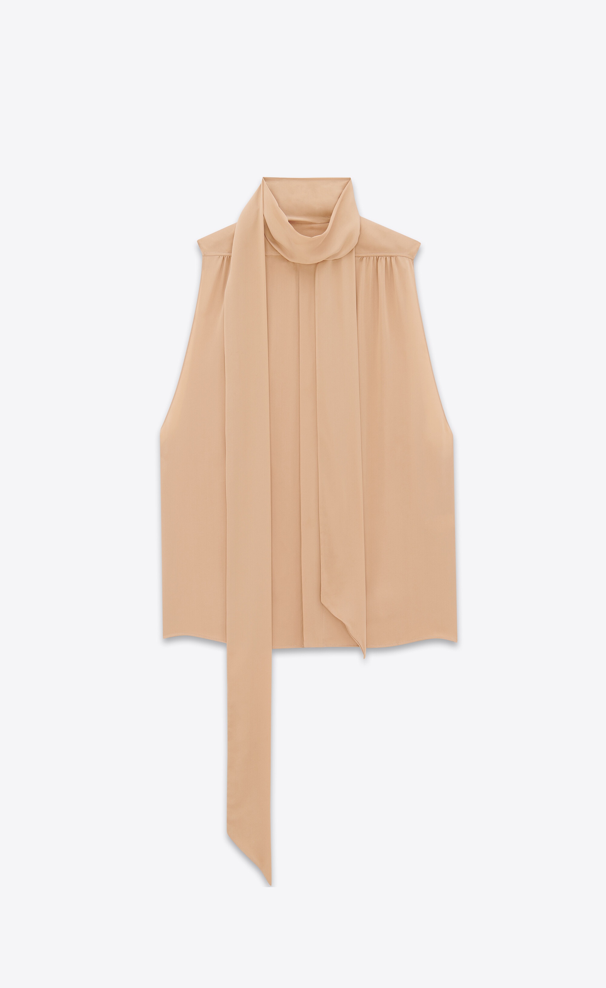 lavallière-neck tunic shirt in silk satin - 3